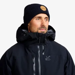 Cave Wool Rib Knit Beanie Dark Navy Melange