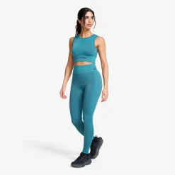 Descent Seamless Crop Top Damen Blue Ashes