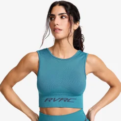 Descent Seamless Crop Top Damen Blue Ashes
