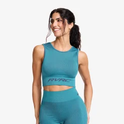Descent Seamless Crop Top Damen Blue Ashes