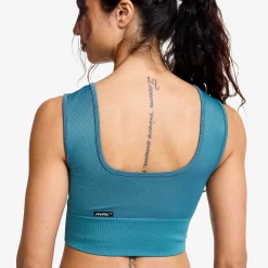 Descent Seamless Crop Top Damen Blue Ashes