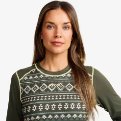 Downhill Base Layer Top Damen Kambaba Green/Lemon Grass