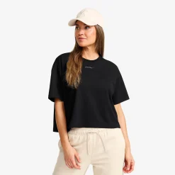 Easy Cropped T-shirt Damen Black
