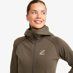 Evolution Light Stretch Fleece Hoodie Damen Moss Gray