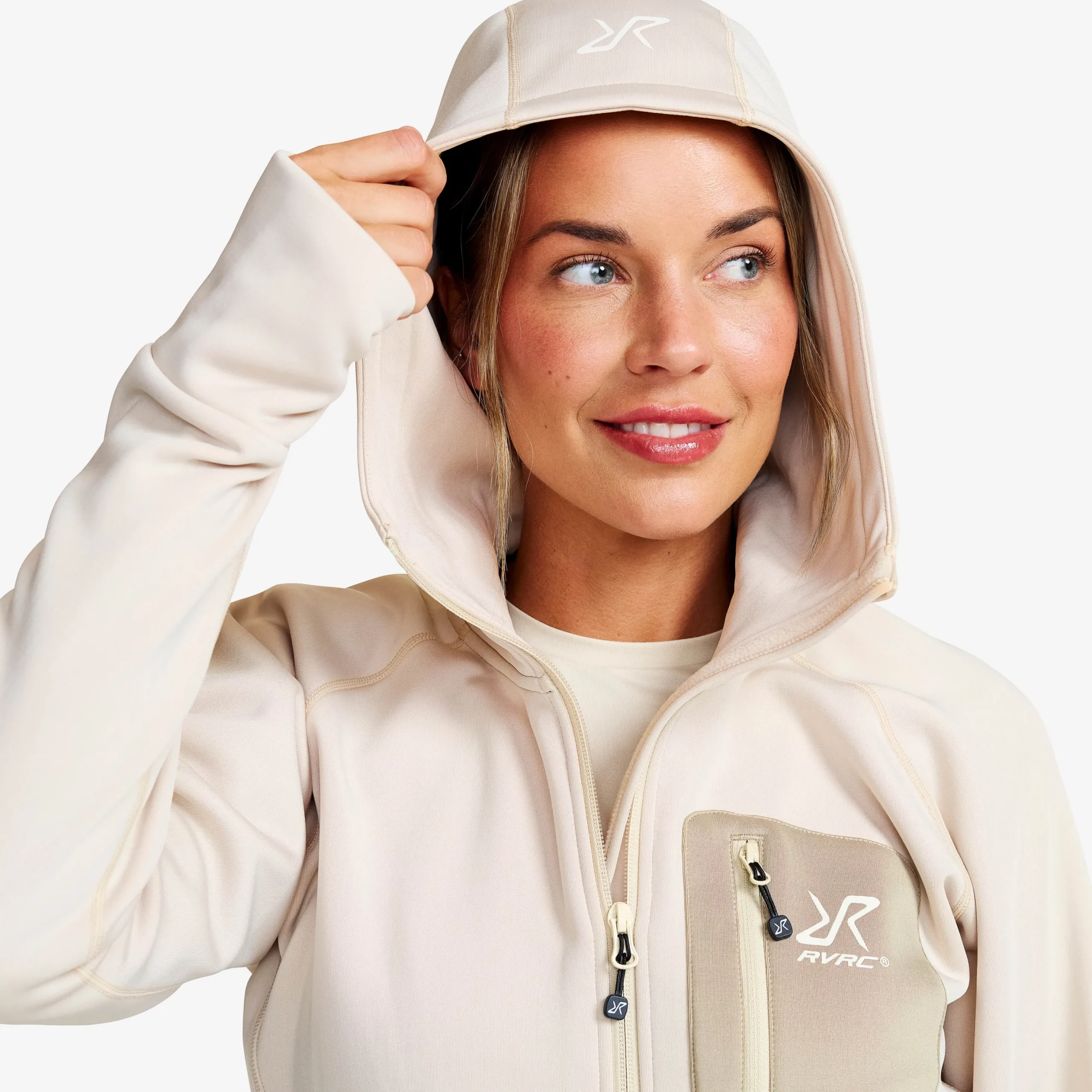 Evolution Stretch Fleece Hoodie Damen Oatmeal