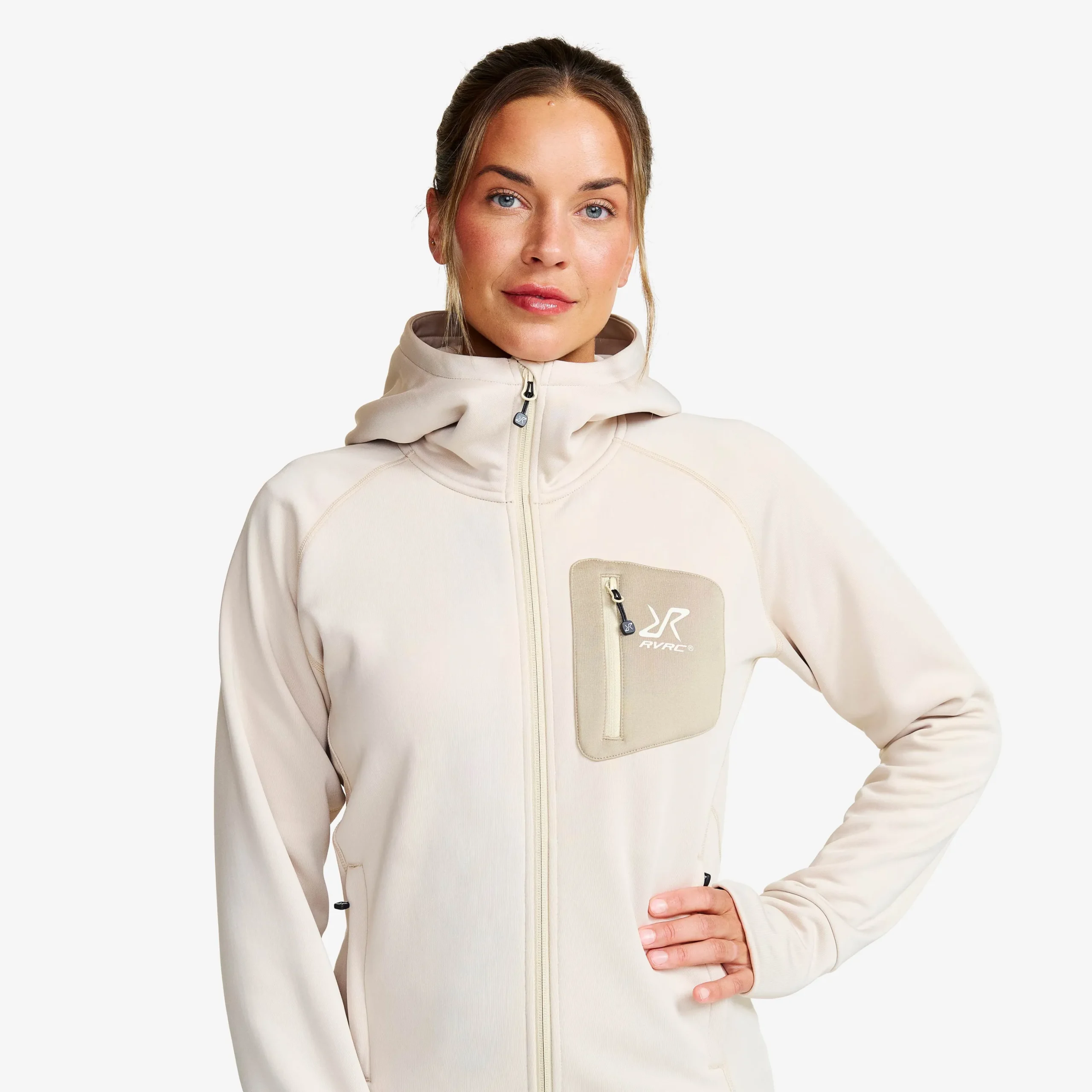 Evolution Stretch Fleece Hoodie Damen Oatmeal