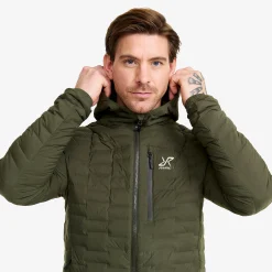 Flex Stretch Hooded Down Jacket Herren Forest Night