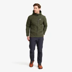 Flex Stretch Hooded Down Jacket Herren Forest Night