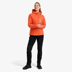 Flex Stretch Hooded Down Jacket Damen Mecca Orange
