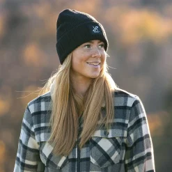 Ribbed Patch Beanie Black