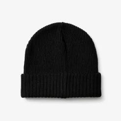 Ribbed Patch Beanie Black