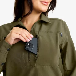 Ridge Half-zip Stretch Shirt Damen Grape Leaf/Forest Night