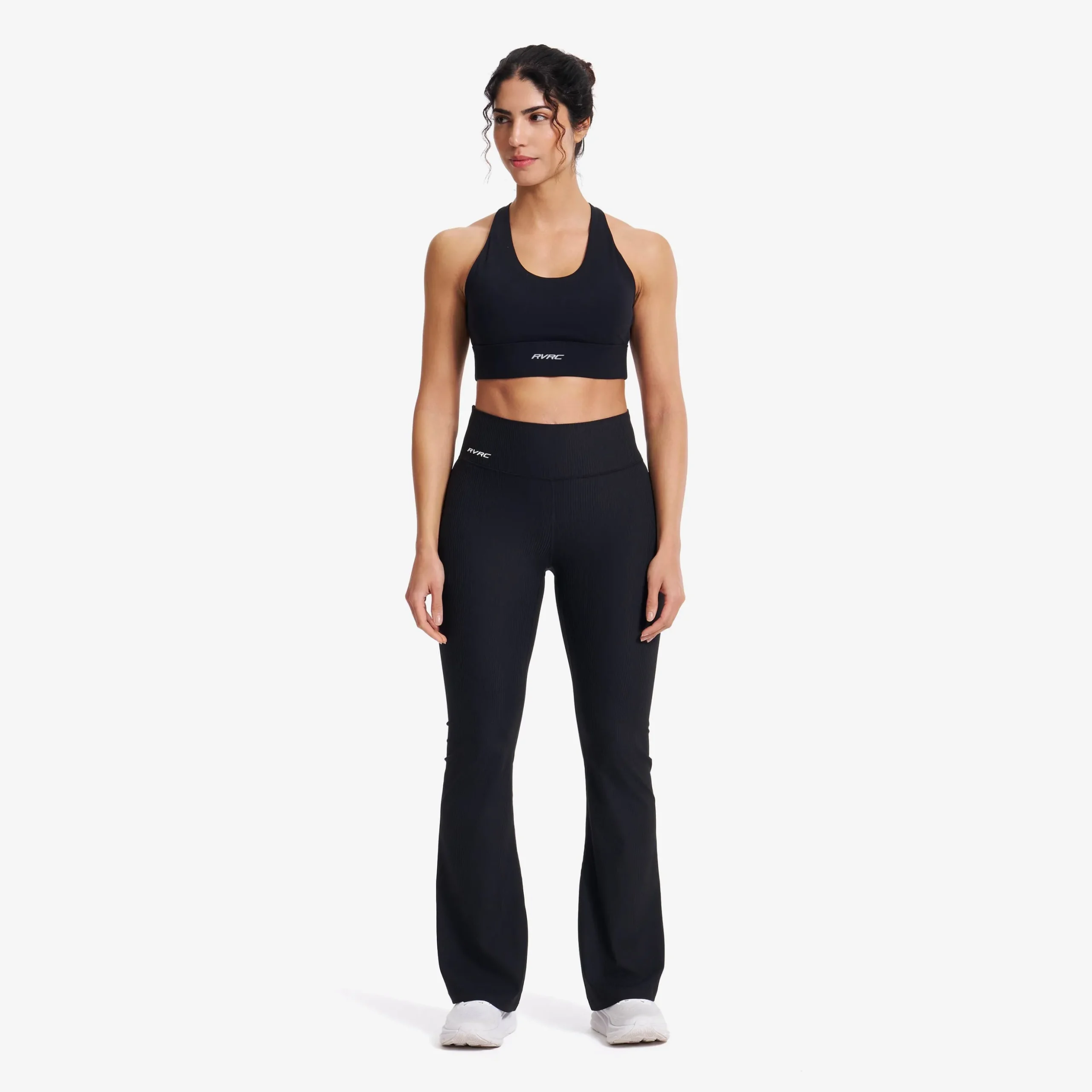 Shape Ribbed Flare Leggings Damen Black