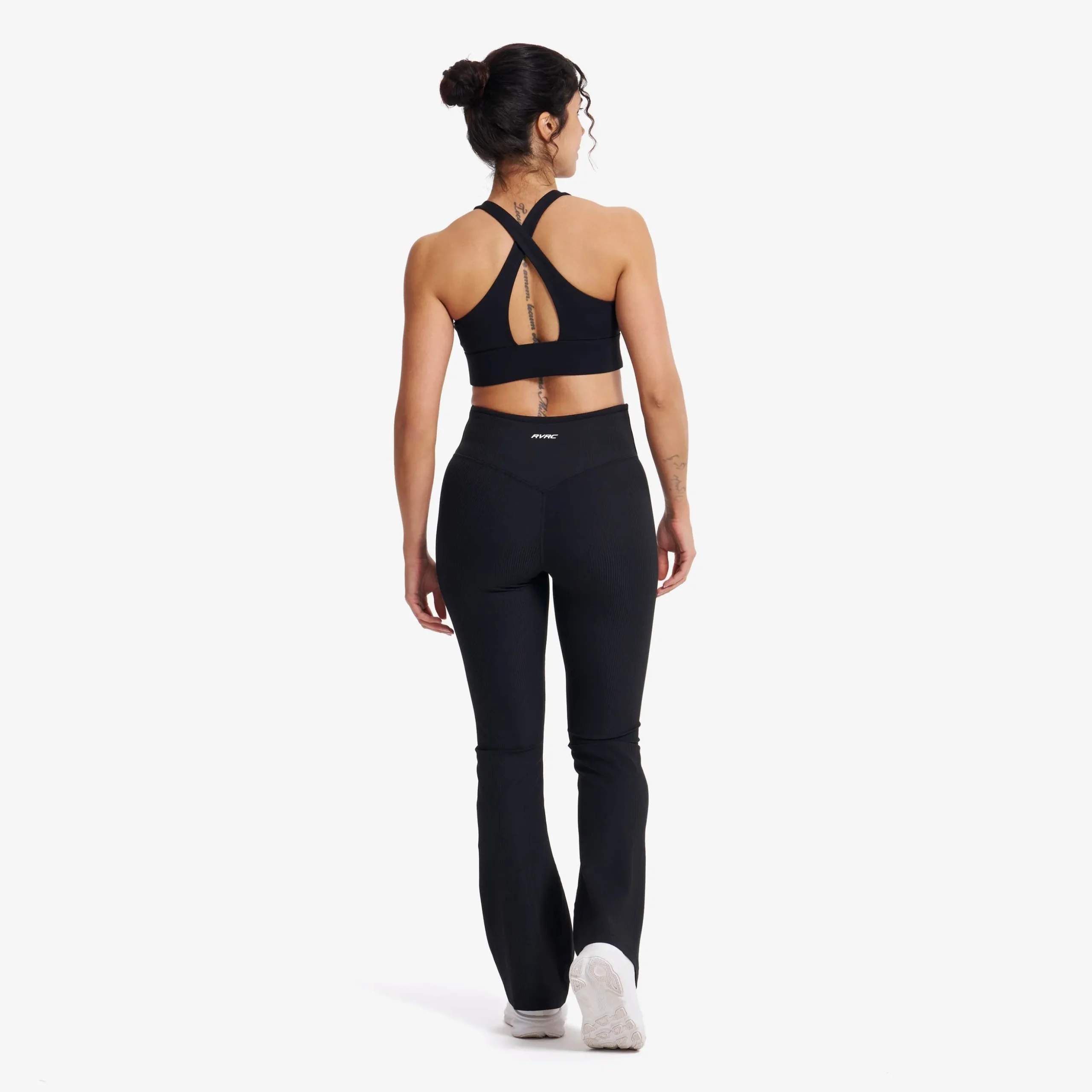 Shape Ribbed Flare Leggings Damen Black