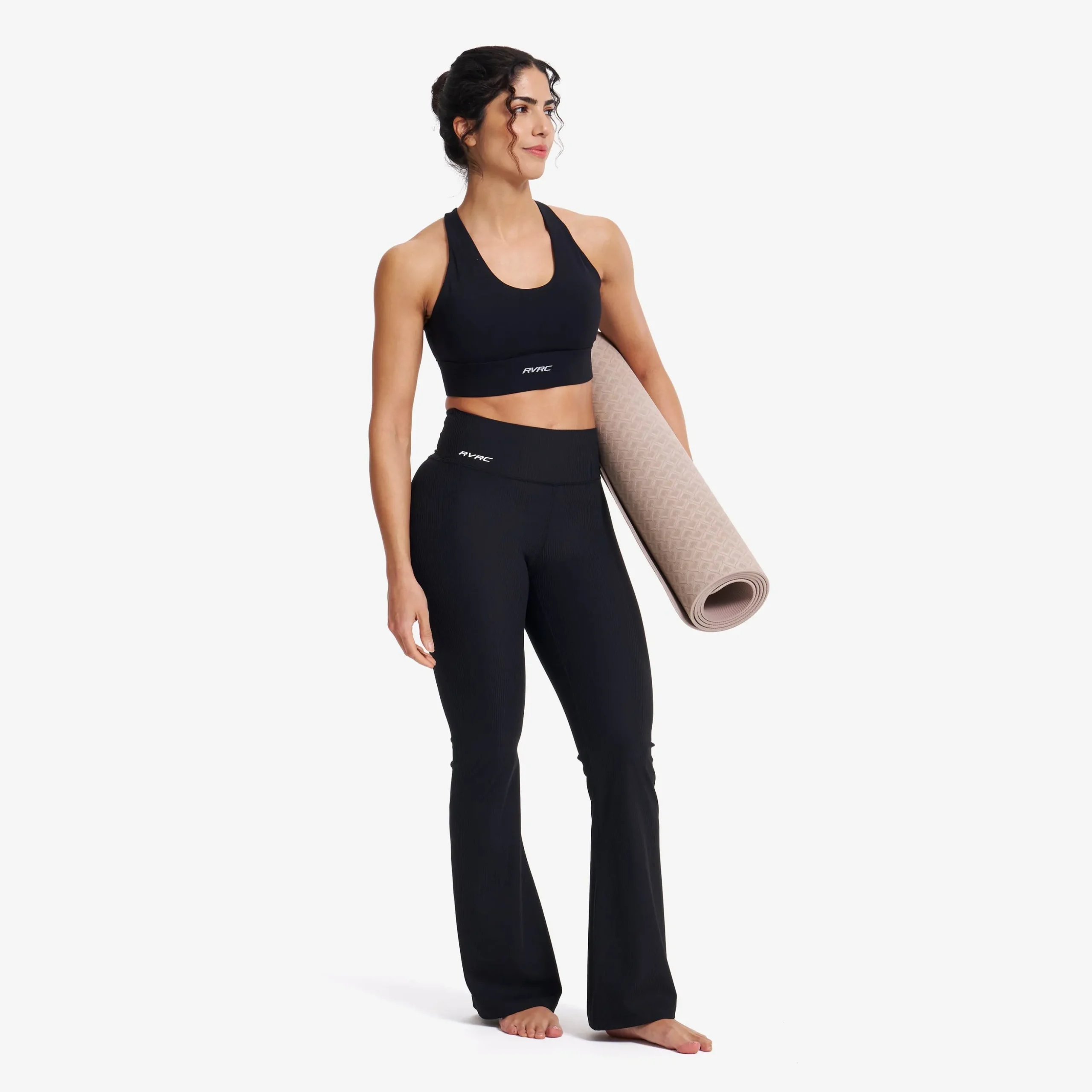 Shape Ribbed Flare Leggings Damen Black
