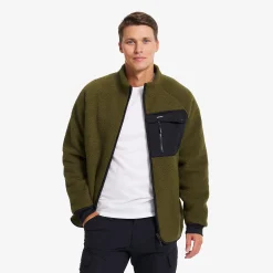 Sherpa Full-zip Fleece Jacket Herren Dark Olive