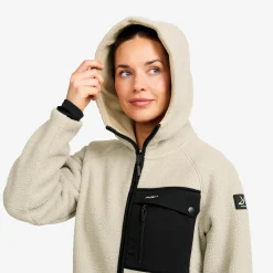Sherpa Hoodie Damen Beige Khaki