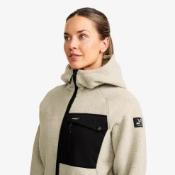 Sherpa Hoodie Damen Beige Khaki