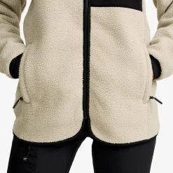 Sherpa Hoodie Damen Beige Khaki