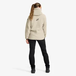 Sherpa Hoodie Damen Beige Khaki