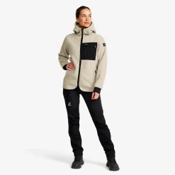 Sherpa Hoodie Damen Beige Khaki