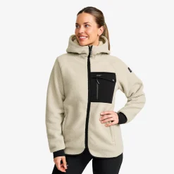 Sherpa Hoodie Damen Beige Khaki