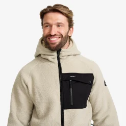 Sherpa Hoodie Herren Beige Khaki