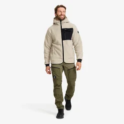 Sherpa Hoodie Herren Beige Khaki