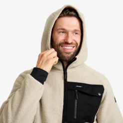 Sherpa Hoodie Herren Beige Khaki