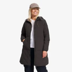 Tapa Long Quilt Jacket Damen Espresso