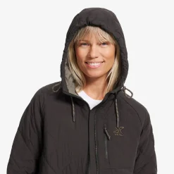 Tapa Long Quilt Jacket Damen Espresso