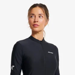 Velo Full-zip Cycling Jersey Damen Black